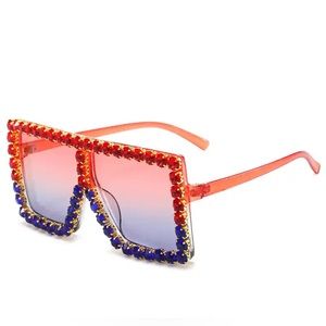 •Keep It Cute•Red Hot/Ice Cold Edition Oversized Rhinestone Sunnies